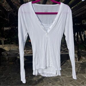 Negative Underwear White Long Sleeve Henley Top and Tank Set Medium New